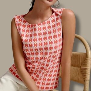 Maeve by Anthropologie ‘Mina’ Boatneck Top in Pink & Orange Assorted Print XS